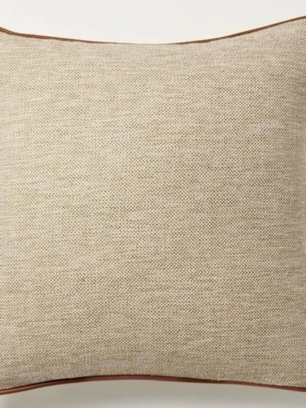 Hearth & Hand Tweed Cream Woven Pillow with Brown Piping